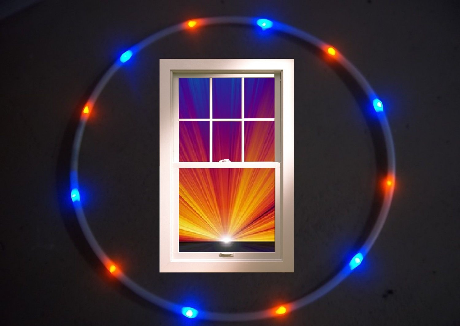 DENVER Orange and blue LED Hula Hoop 36 inches Weighs only 12oz +Battery/charger
