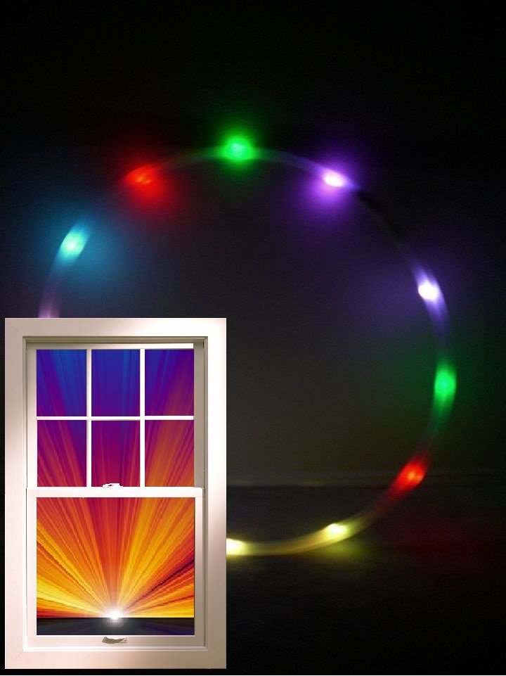 LED Hula Hoop,12oz .75" HDPE, 12 RGB Color Changing Slow 36" + Batt&Charger