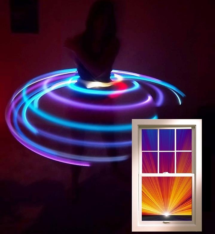 34" Ultra LIght 12 LED HOOP Baby blue, Aqua, Turquois .75" HDPE tube 12oz