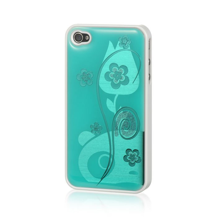 IPHONE® 4S / 4 PLATINUM HARD SNAP CASE COVER LUX JACKET GREEN FLOWER USA HOT!