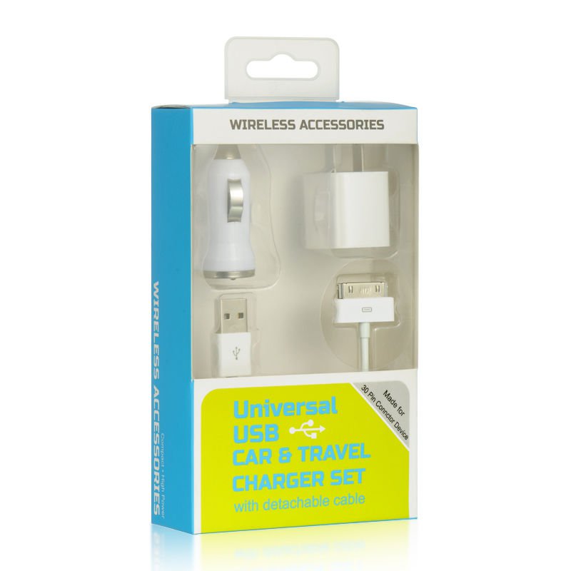 IPHONE 4 / 4S 3 IN 1 CHARGER Usb Charger Sync Iphone Cable 4 Data WHITE USA HOT!