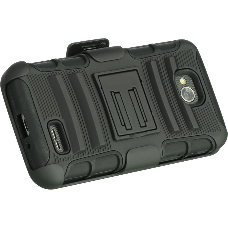 LG OPTIMUS EXCEED 2 / L70 / D325 HYBRID CASE BLACK SKIN+BLACK PC WITH HSTAND USA