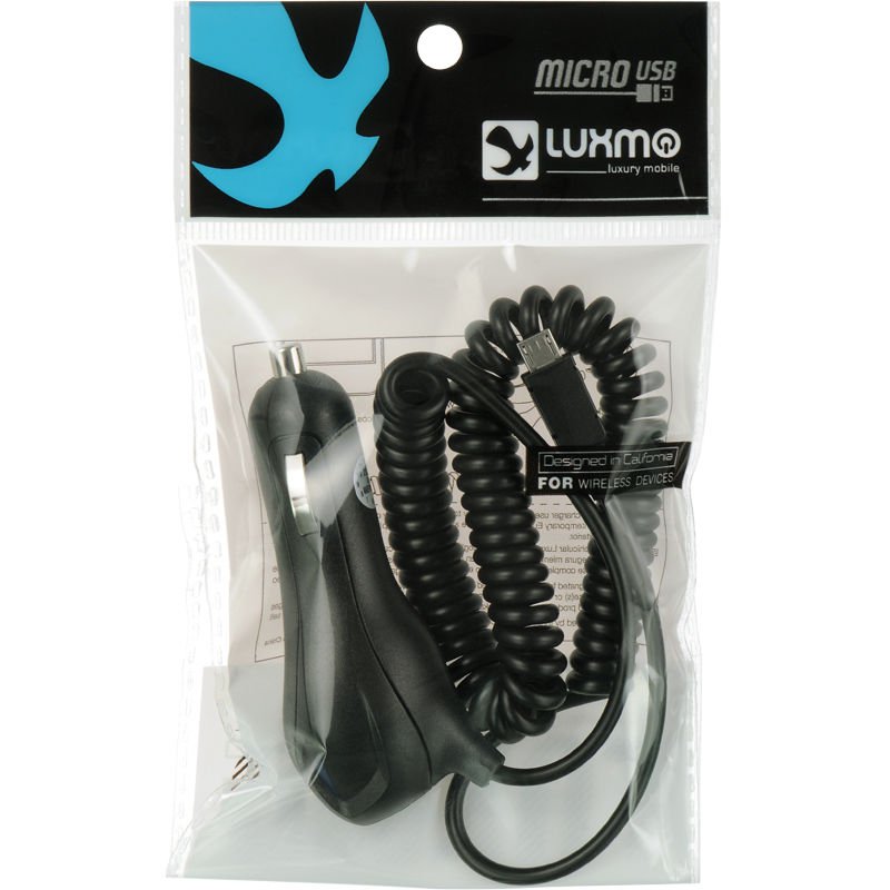 LUXMO UNIVERSAL MICRO USB 2.1A RAPID CAR CHARGER DOUBLE CIRCUIT PROTECTION USA