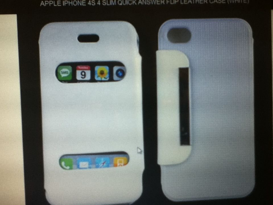 Apple iPhone 4S 4 Slim Quick Answer Flip Leather Case(White) With Stand Function