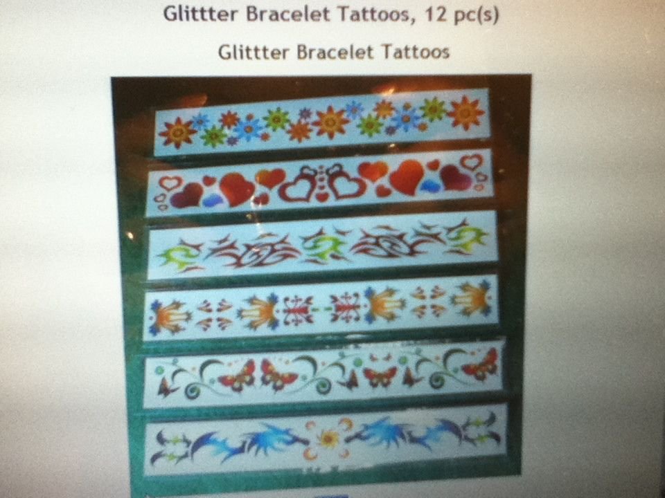 Temporary Glittter Bracelet Tattoos Flower Jewelry Elegant Mix Beautiful12 pc(s)