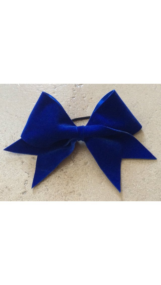 THE ROYAL - Royal Blue Felt Velvet Cheer Hair Bow 3 Inch Grosgrain Ribbon Soft