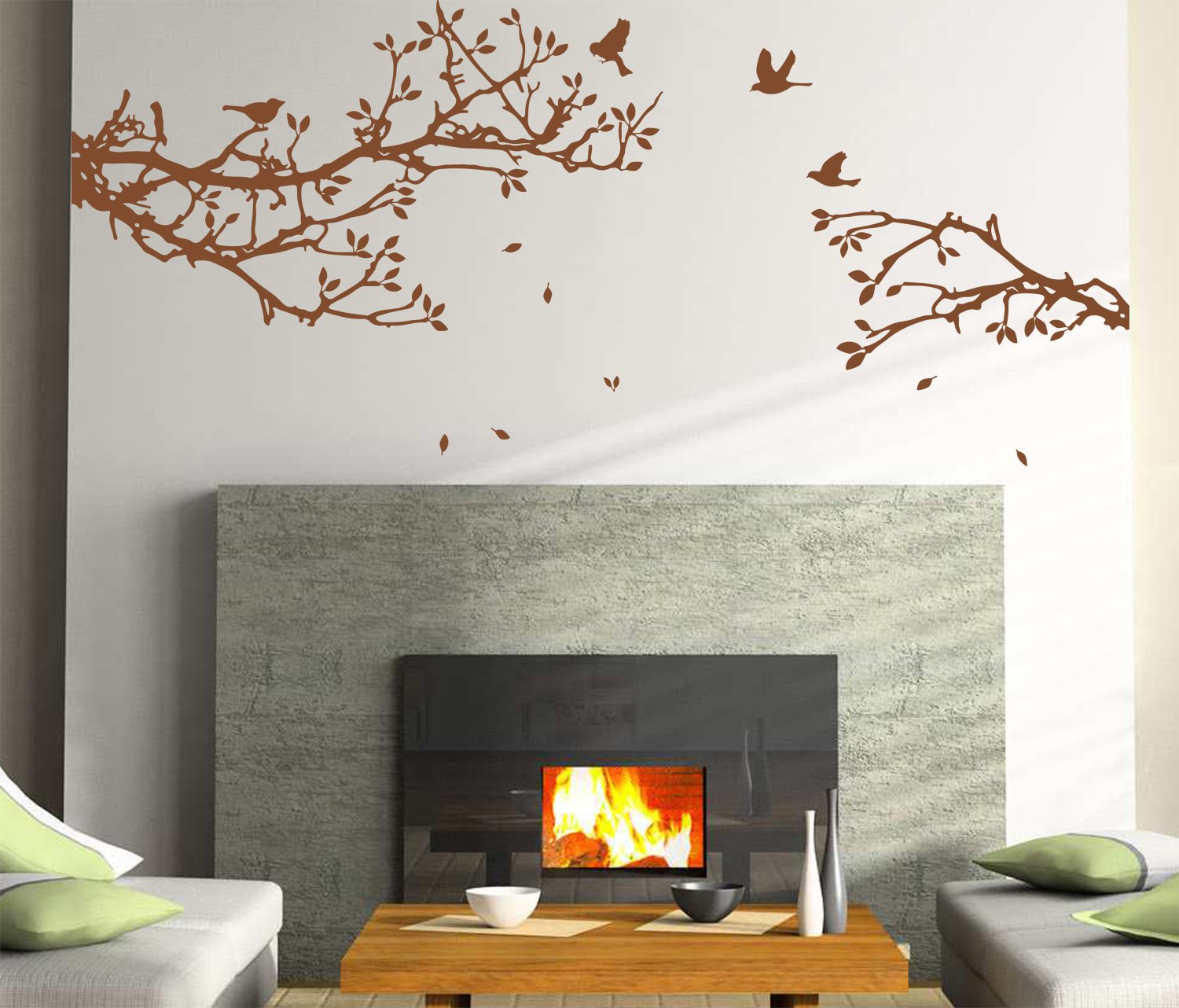 Large 'Tree LargeBranch with Birds' Art Vinyl Wall Sticker, DIY Wall Decal