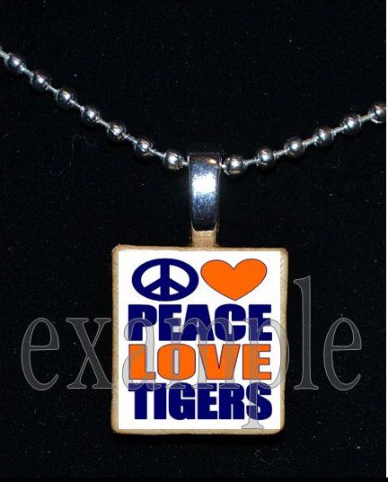 TIGERS Orange & Navy Mascot Team Jersey Pendant