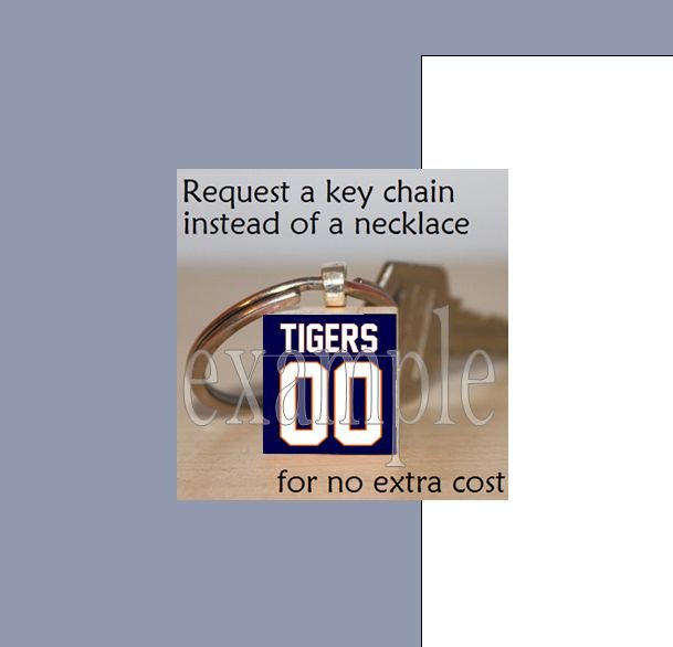 TIGERS PERSONALIZED JERSEY Orange & Navy Mascot Team School Keychain