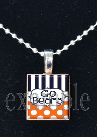 GO BEARS Team Mascot Pendant Necklace or Keychain Choices