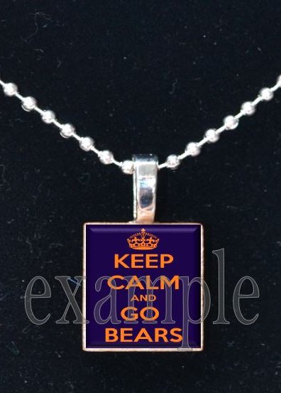 KEEP CALM & GO BEARS Navy Orange White Team Mascot Pendant Choices