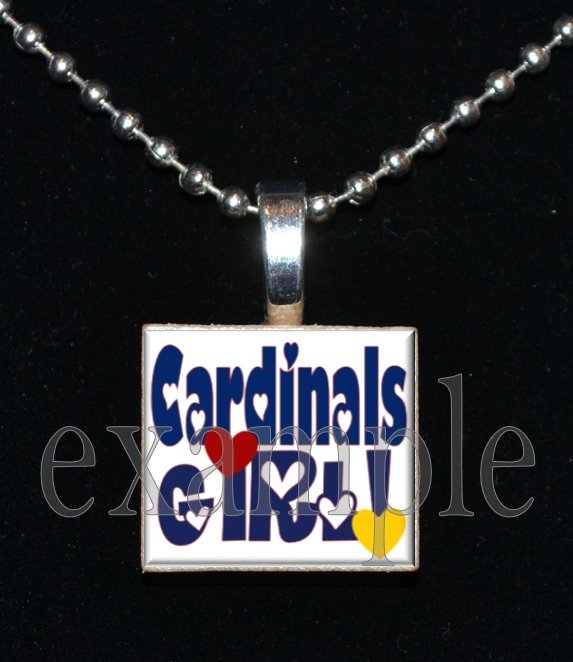 CARDINALS GIRL Baseball Red, White & Blue Team Mascot Pendant Necklace or Keychain