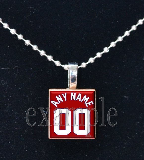 CARDINALS PERSONALIZED JERSEY Baseball Red, White & Blue Team Mascot Pendant Necklace or Keychain