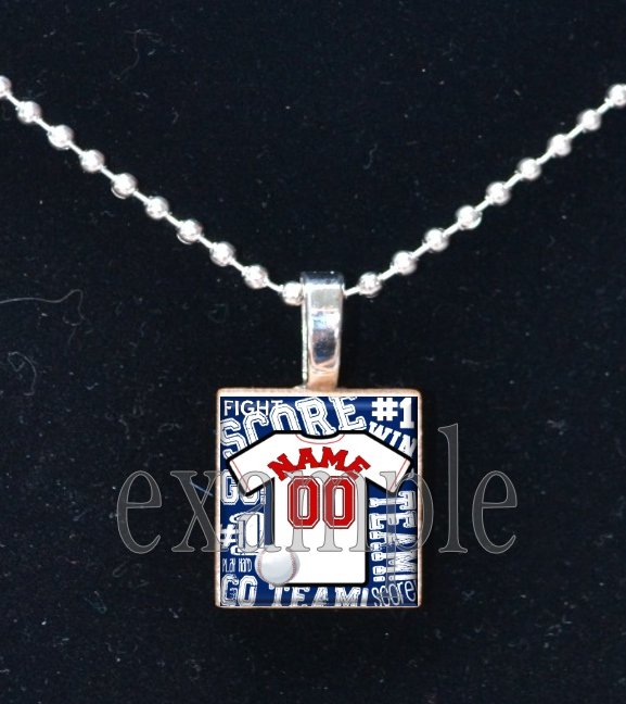 CARDINALS PERSONALIZED JERSEY Baseball Red, White & Blue Team Mascot Pendant Necklace or Keychain