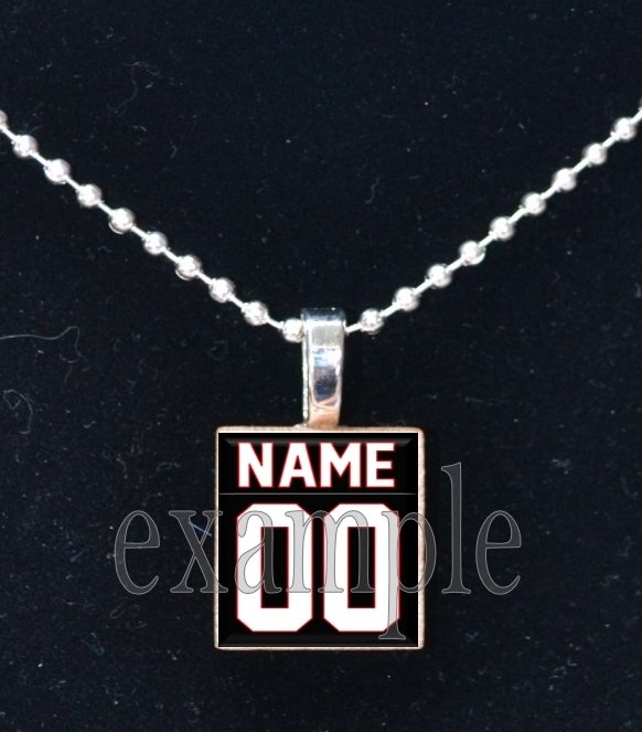 CARDINALS PERSONALIZED JERSEY Red, White, Black & Yellow Team Mascot Pendant Necklace or Keychain