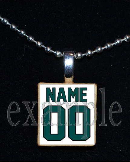 EAGLES Green, Black & Silver Team PERSONALIZED JERSEY Mascot Pendant Necklace Charm or Keychain