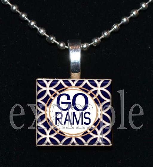 GO RAMS Blue, Gold & White Team Mascot Pendant Choices