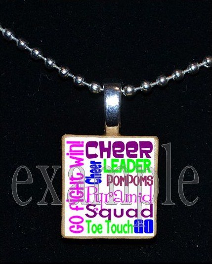 CHEER Cheerleader Personalized SUBWAY ART Scrabble Necklace Pendant Charm Key-chain Gift