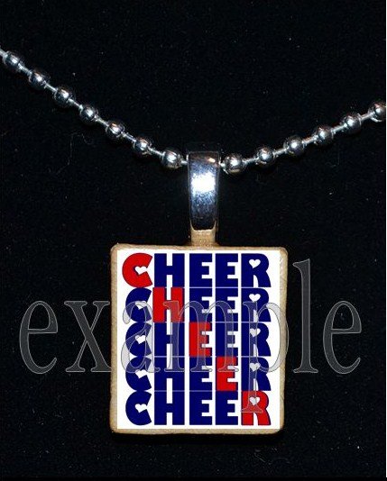 CHEER Cheerleader Scrabble Necklace Pendant Charm or Key-chain