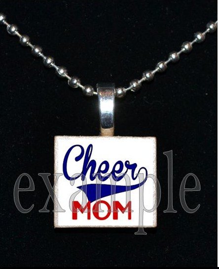 Cheer Cheerleader MOM Scrabble Necklace Pendant Charm or Key-chain