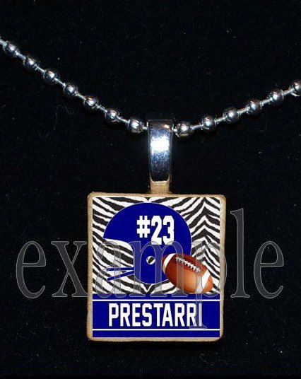 Personalized Custom Name Team FOOTBALL HELMET Scrabble Tile Necklace Charm Keychain