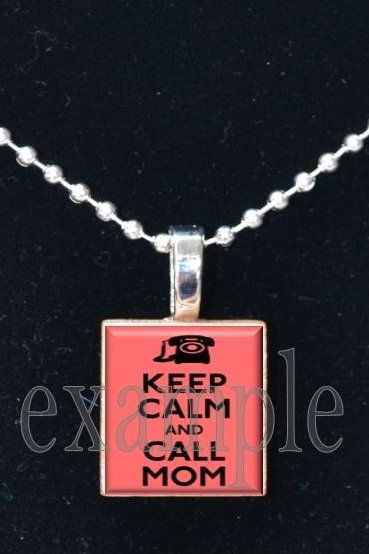Keep Calm and Call Mom Scrabble Tile Pendant Necklace Charm Key-chain