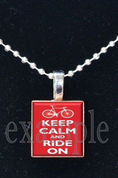 Keep Calm and Ride On Scrabble Tile Pendant Necklace Charm Key-chain