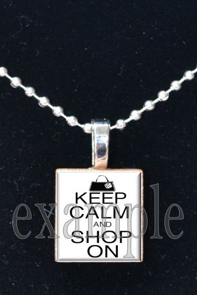 Keep Calm and Shop On Scrabble Tile Pendant Necklace Charm Key-chain