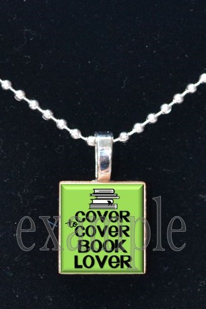 BOOK CLUB Reading Wine Drinking Scrabble Tile Pendant Necklace Charm Key-chain