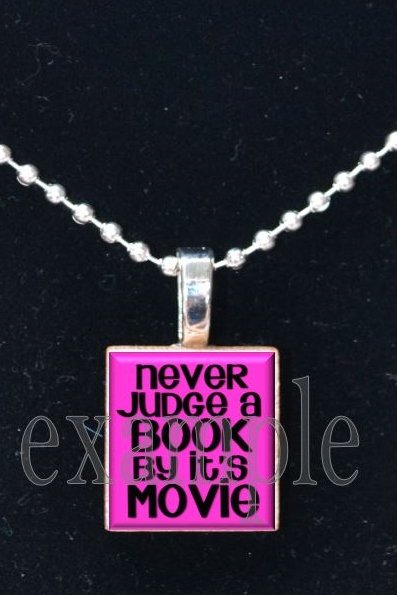 BOOK CLUB Reading Wine Drinking Scrabble Tile Pendant Necklace Charm Key-chain