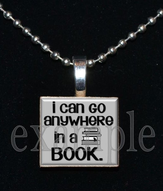 BOOK CLUB Reading Wine Drinking Scrabble Tile Pendant Necklace Charm Key-chain