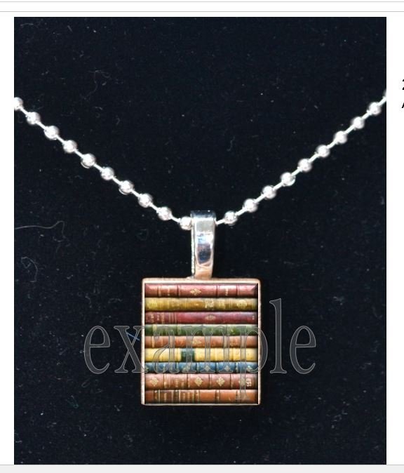 BOOK CLUB Reading Wine Drinking Scrabble Tile Pendant Necklace Charm Key-chain