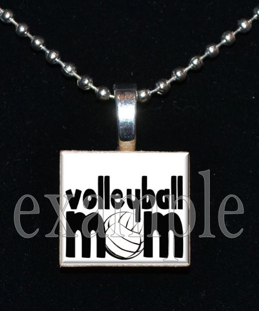 VOLLEYBALL MOM Scrabble Tile Pendant Necklace Charm or Key-chain