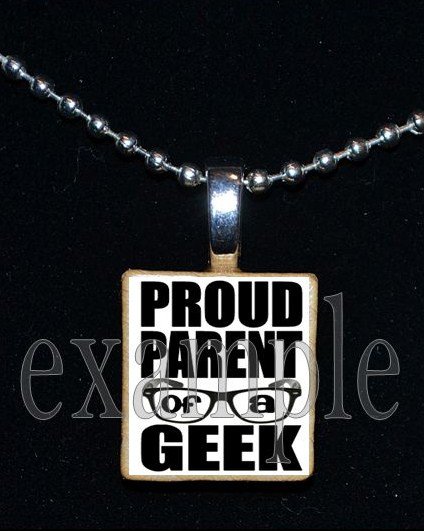 PROUD PARENT OF A GEEK Scrabble Necklace Pendant Charm Key-chain Gift