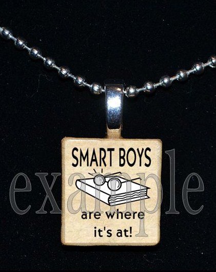 SMART BOYS ARE WHERE ITS AT Scrabble Necklace Pendant Charm Key-chain Gift
