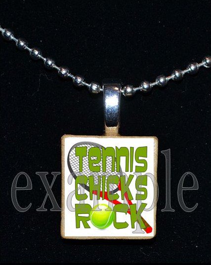 TENNIS CHICKS ROCK Scrabble Necklace Pendant Charm or Key-chain Gift