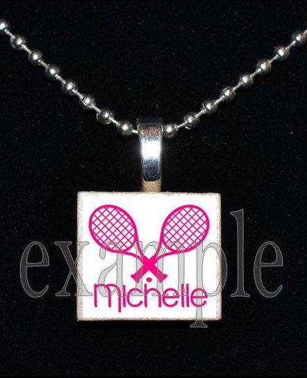 PERSONALIZED TENNIS Scrabble Necklace Pendant Charm or Key-chain Gift