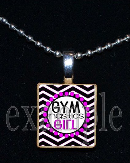 Gymnastics GYM Girl Scrabble Necklace Pendant Charm Key-chain Gift