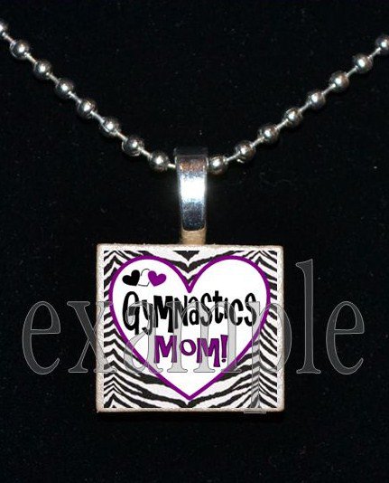Gymnastics Mom GYM Team Scrabble Necklace Pendant Charm Key-chain Gift