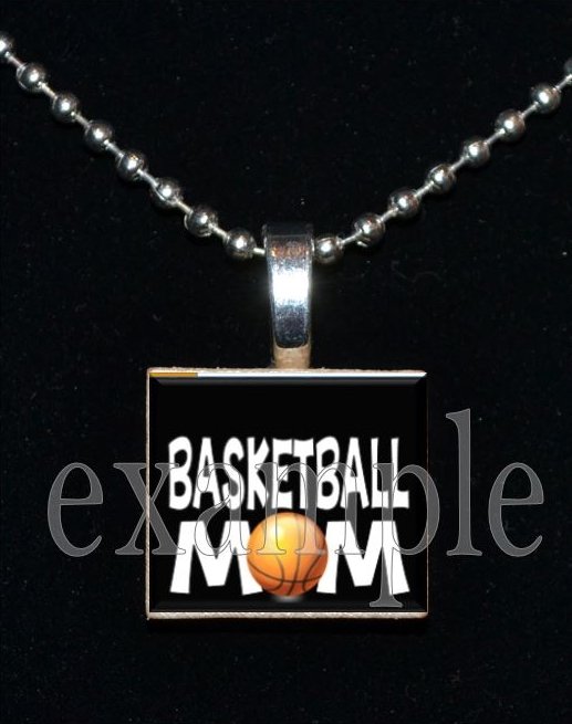BASKETBALL MOM Scrabble Necklace Pendant Charm or Key-chain
