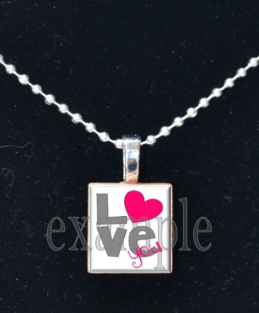 LOVE Sweetheart xOx Personalized Scrabble Tile Pendant Necklace Charm Key-chain