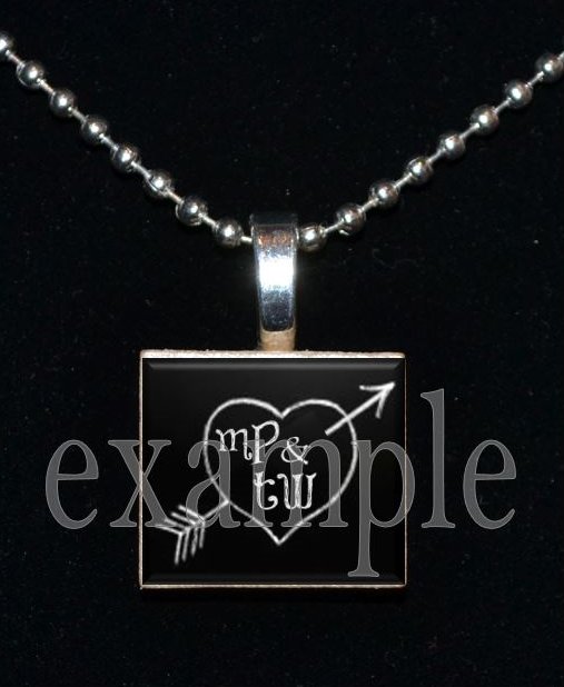LOVE Sweetheart xOx Personalized CHALK HEART Scrabble Tile Pendant Necklace Charm Key-chain
