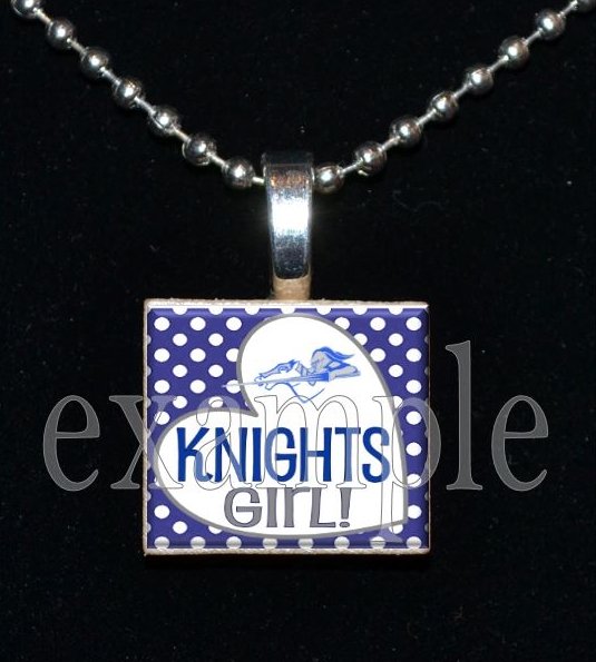 ROCKY BAYOU KNIGHTS School Team Mascot Pendant Choices