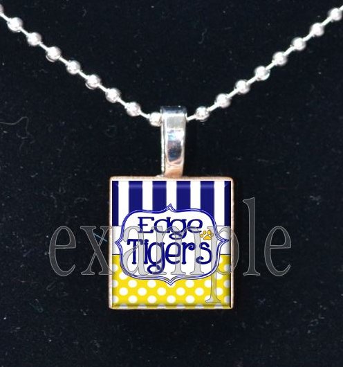 LULA J EDGE TIGERS School Team Mascot Pendant Necklace Charm or Keychain