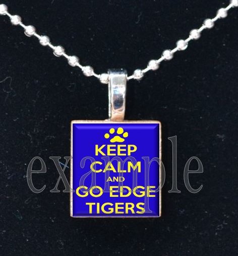 LULA J EDGE TIGERS KEEP CALM School Team Mascot Pendant Necklace Charm or Keychain