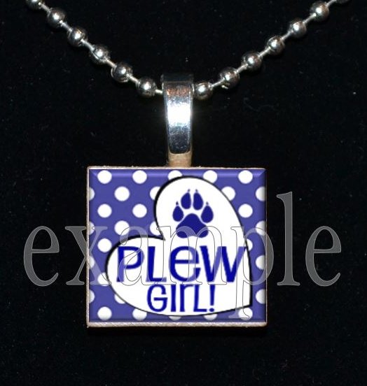 JAMES E PLEW PANTHERS GIRL Elementary School Team Mascot Pendant Necklace Charm or Keychain