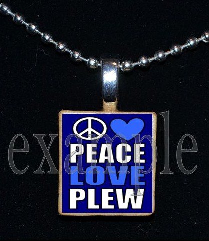 PEACE LOVE JAMES E PLEW PANTHERS Elementary School Team Mascot Pendant Necklace Charm or Keychain
