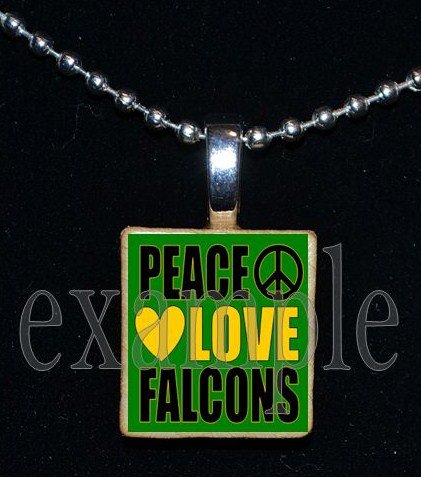 PEACE LOVE ADDIE R LEWIS FALCONS School Team Mascot Pendant Necklace Charm or Keychain