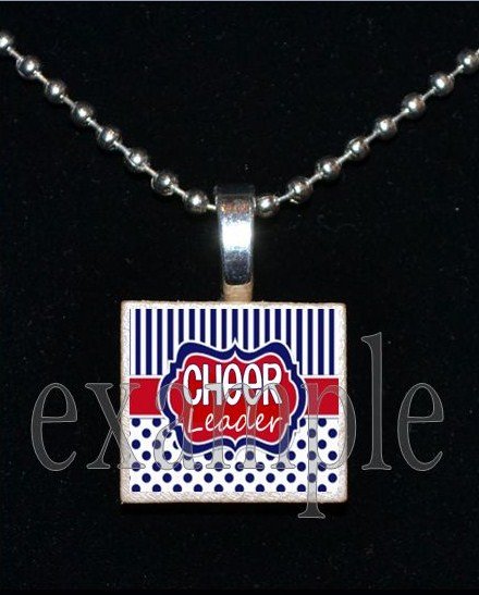 Cheer CheerLEADER Scrabble Necklace Pendant Charm or Key-chain