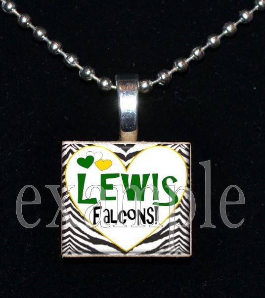 LEWIS FALCONS School Team Mascot Pendant Necklace Charm or Keychain